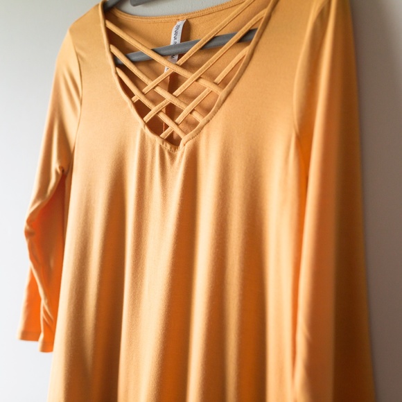 Zenana Boutique Shirt / Top 3/4 sleeve mustard - Picture 2 of 5